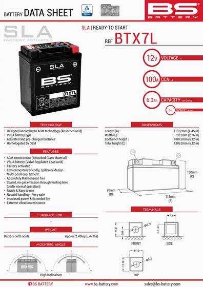 LX 150 3V (2010 - 2012) btx7l sla 12v battery | BS BATTERY